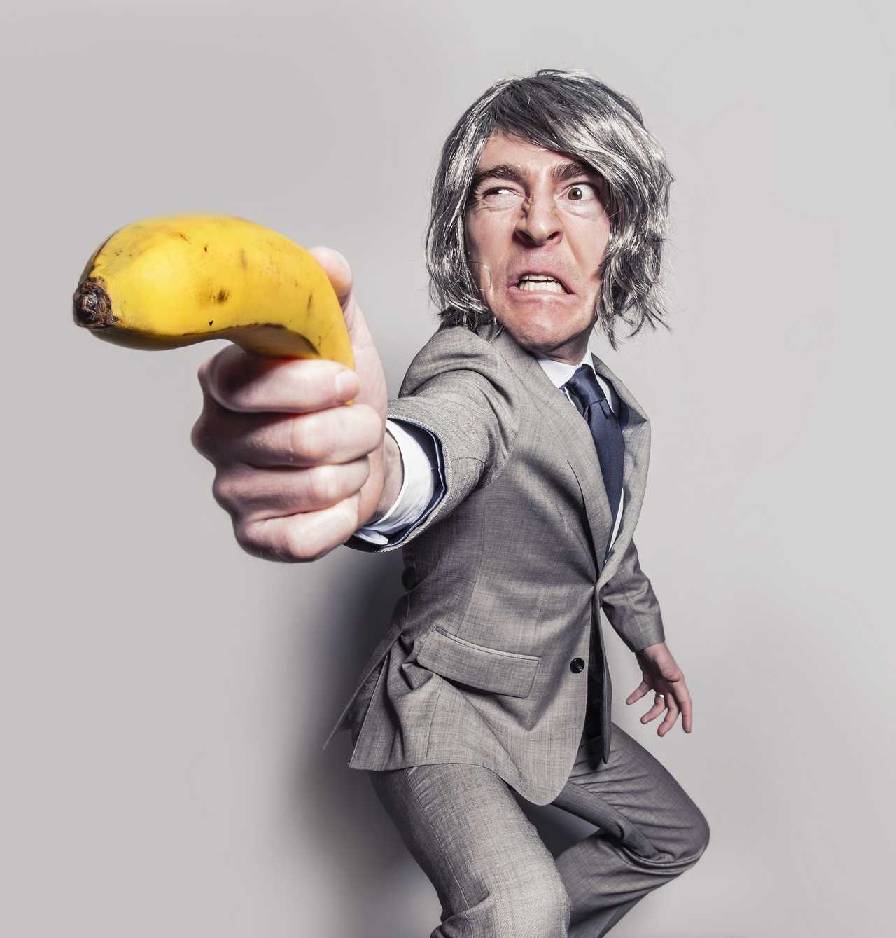 angry adult with banana