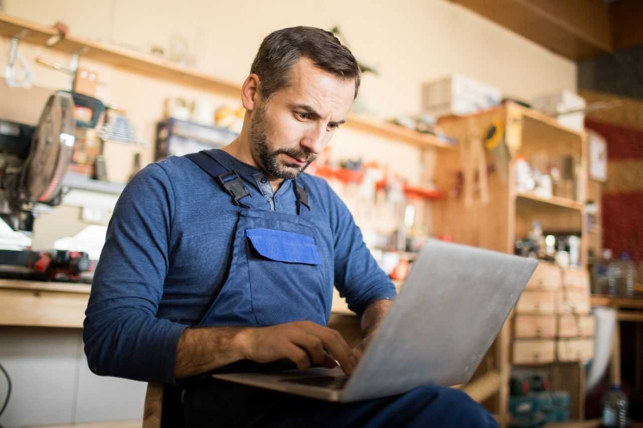 Man managing his small business