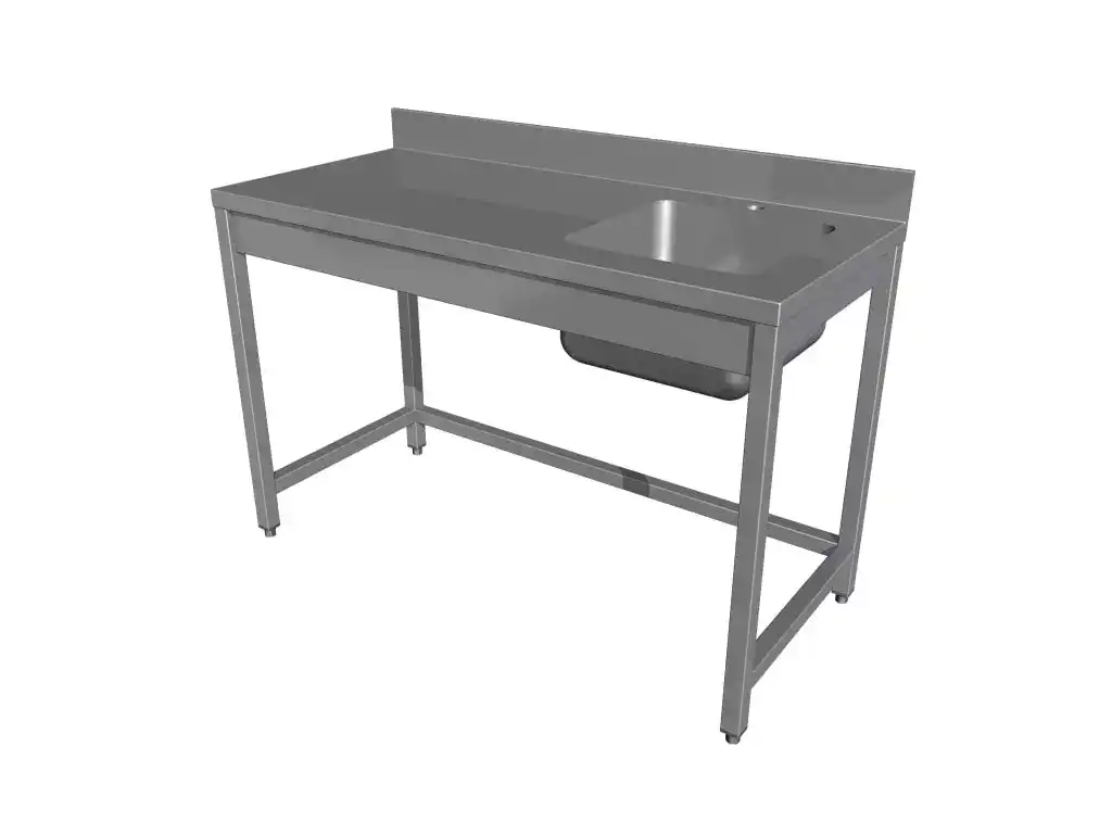 Masa cu spalator, cuva dreapta - 500 x 400 x 250 mm, intarituri tip U