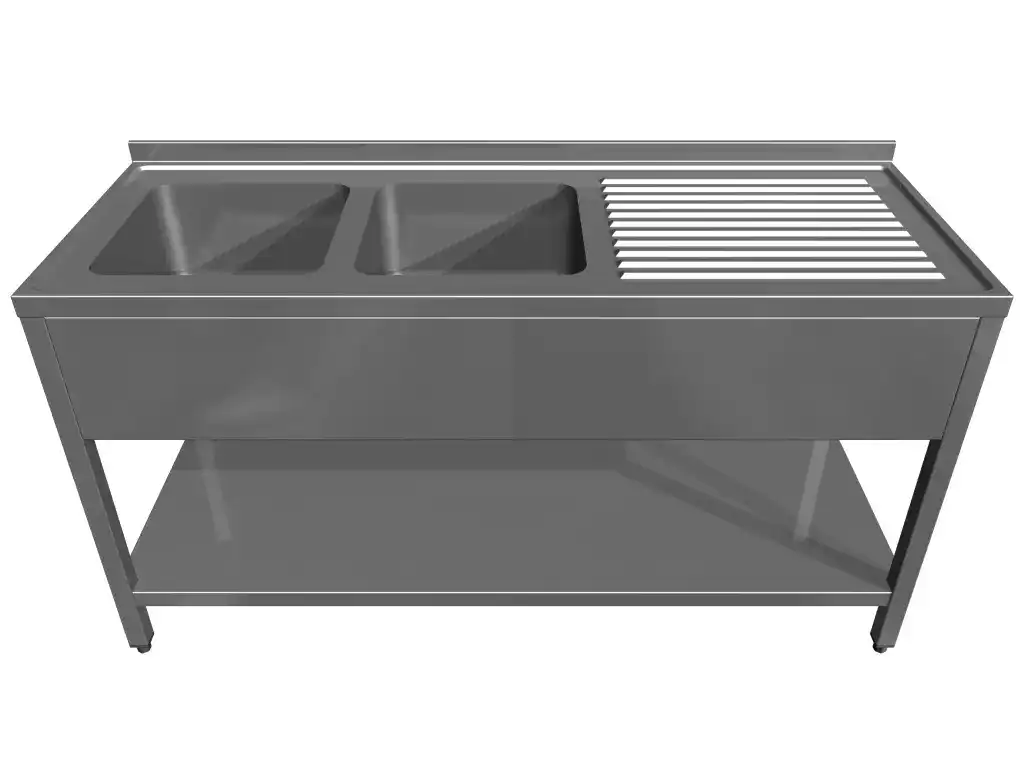 Spalator ECO 2 cuve 400 x 400 x 250h, picurator dreapta, cu polita