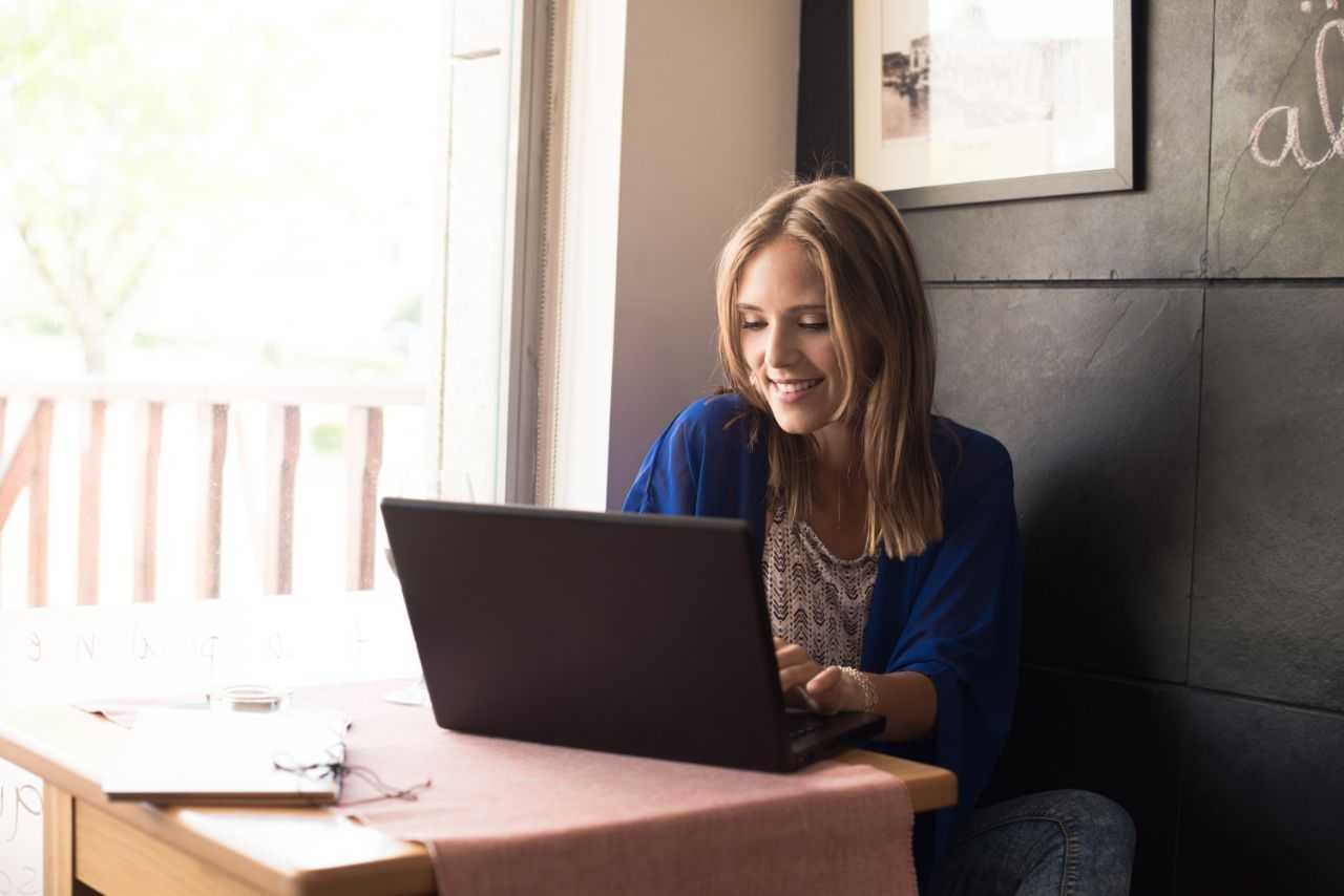 Woman working from laptop