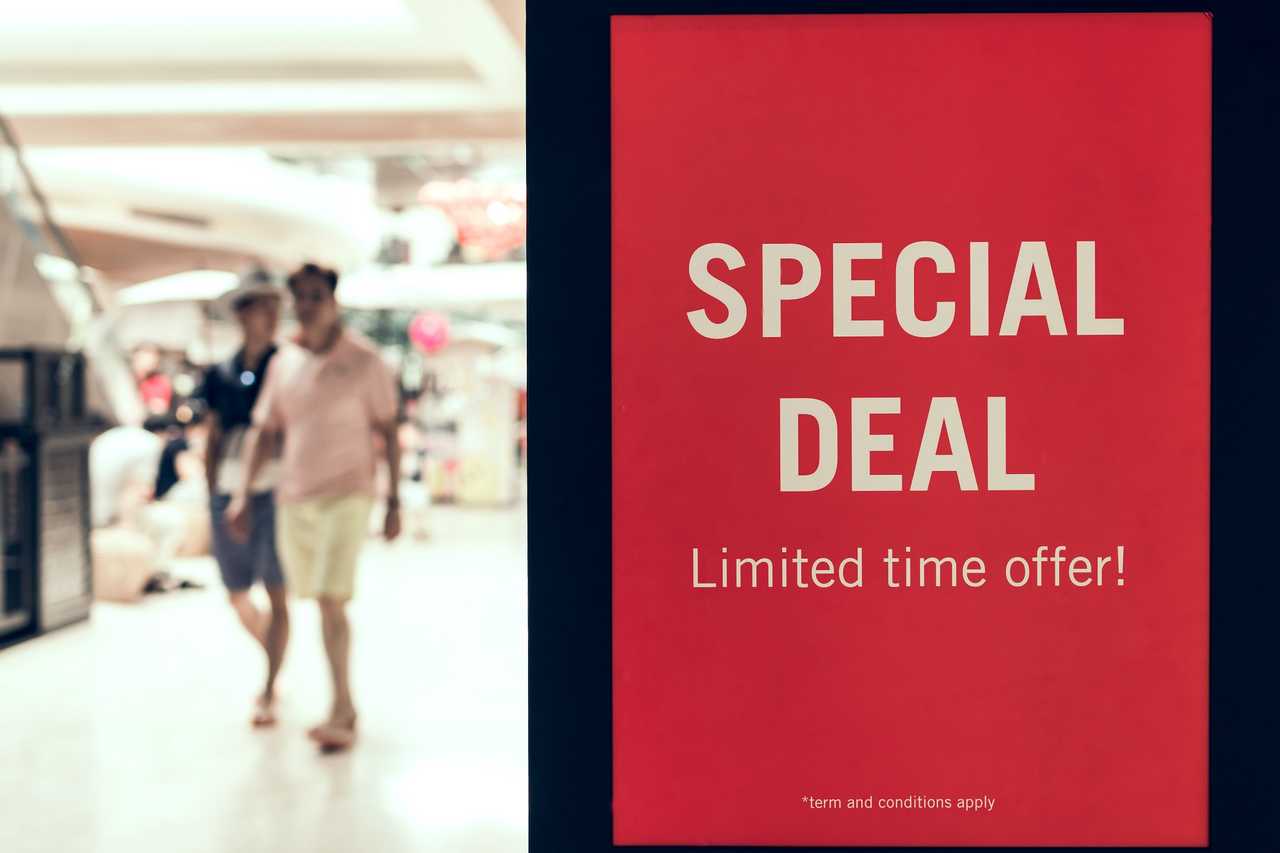 red special deals banner in airport